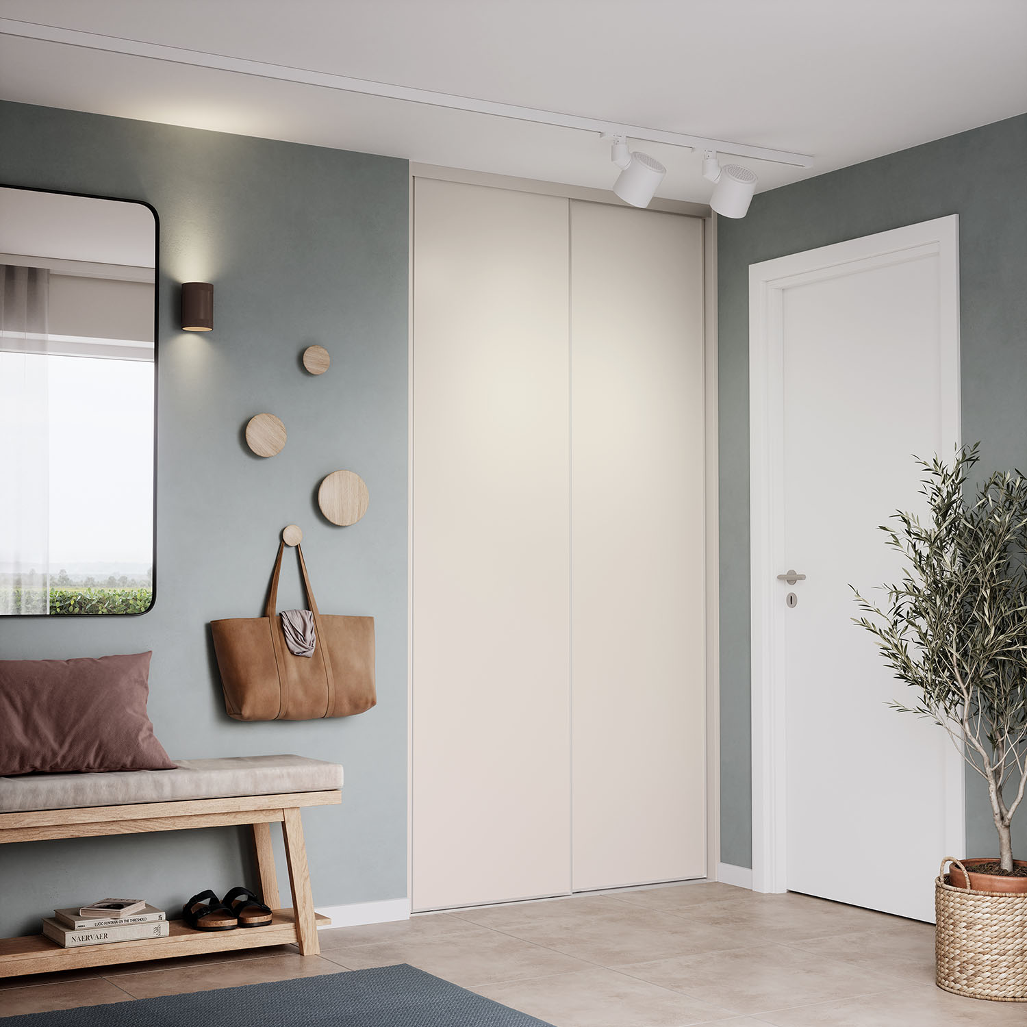 Garderobe med skydedør