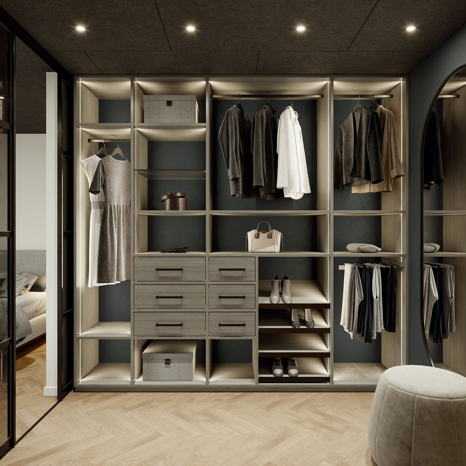 Garderobe med skydedør