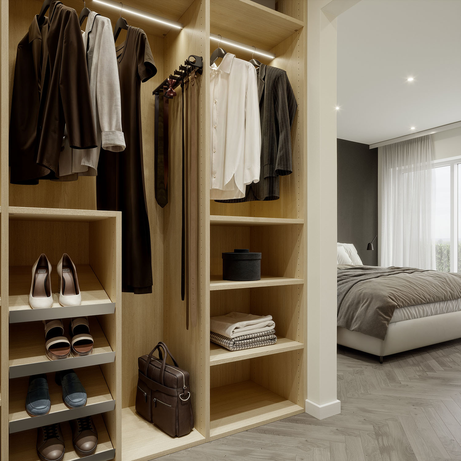 Garderobe med skydedør
