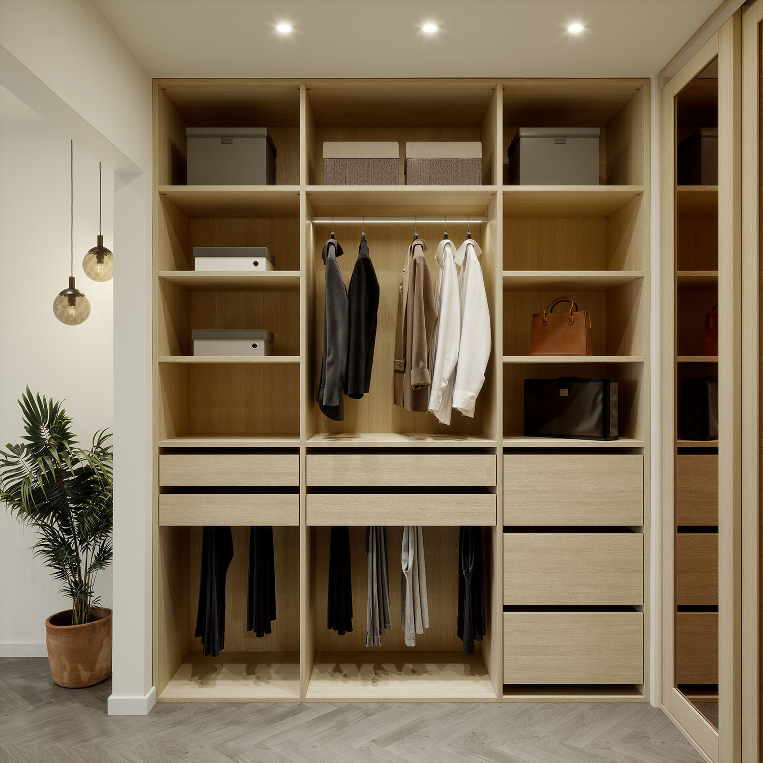 Garderobe med skydedør
