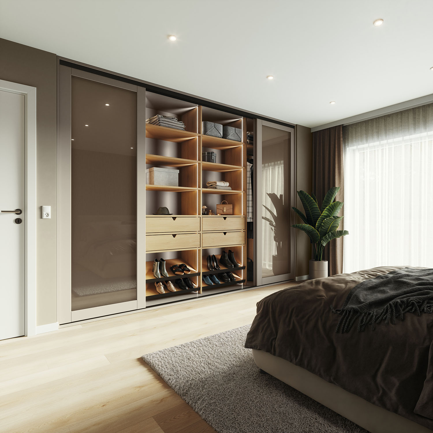 Garderobe med skydedør