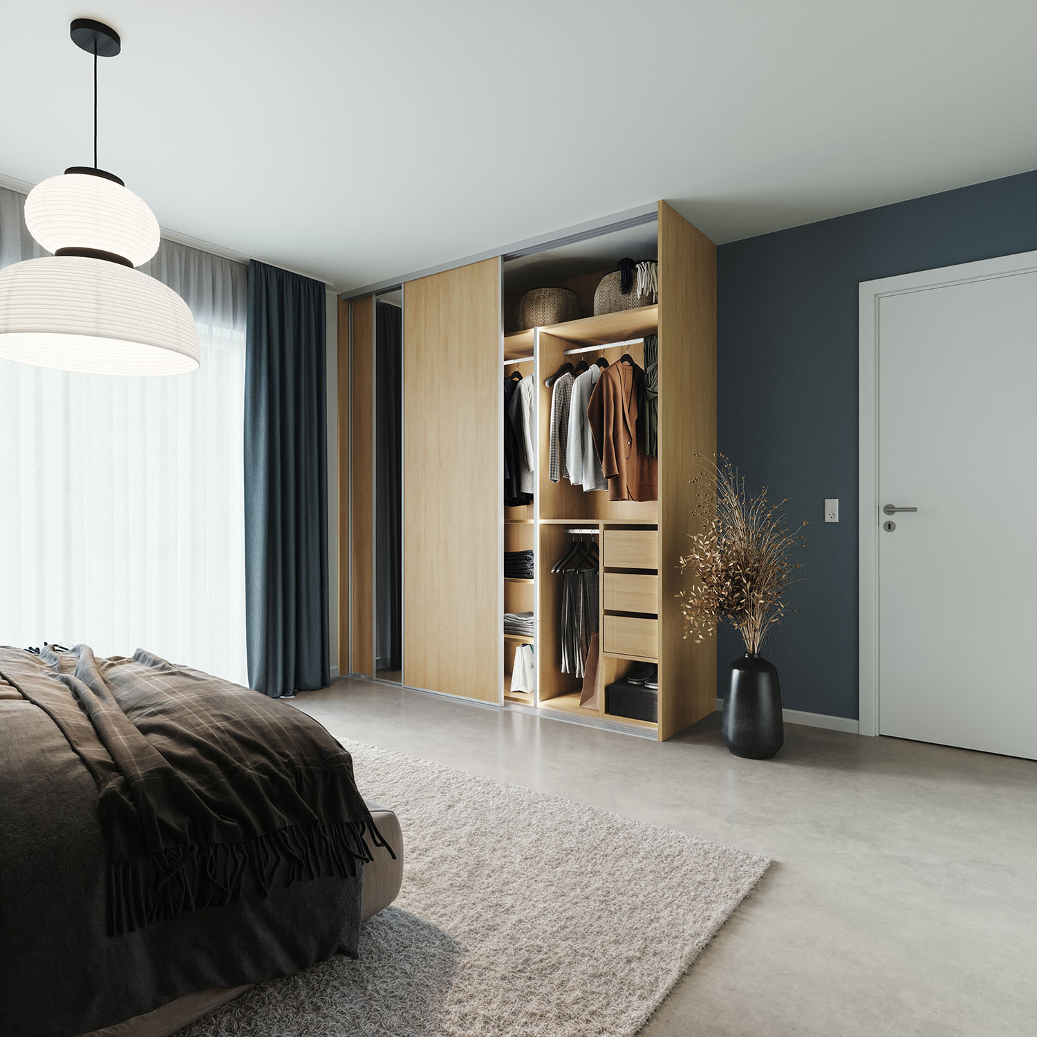 Garderobe med skydedør