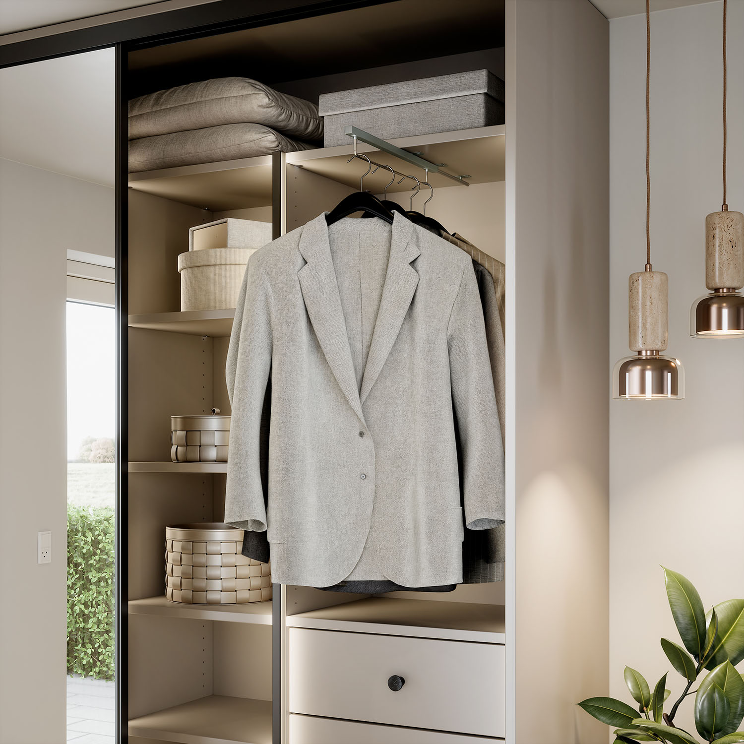 Garderobe med skydedør