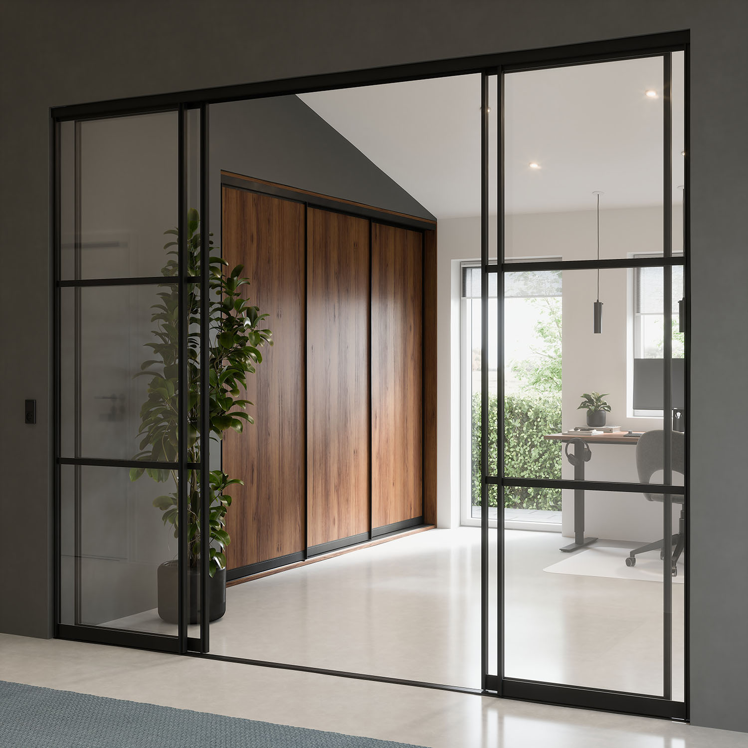 Garderobe med skydedør