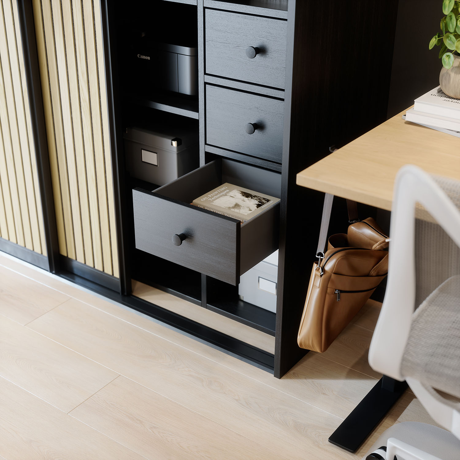 Garderobe med skydedør