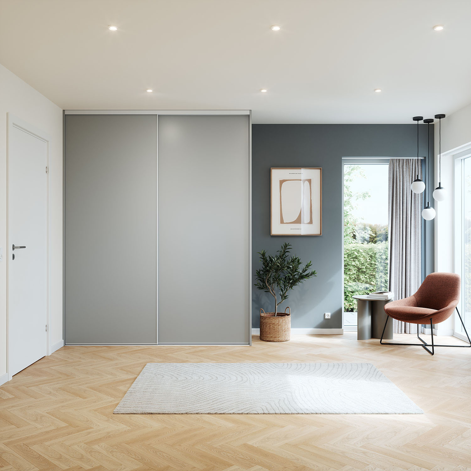 Garderobe med skydedør