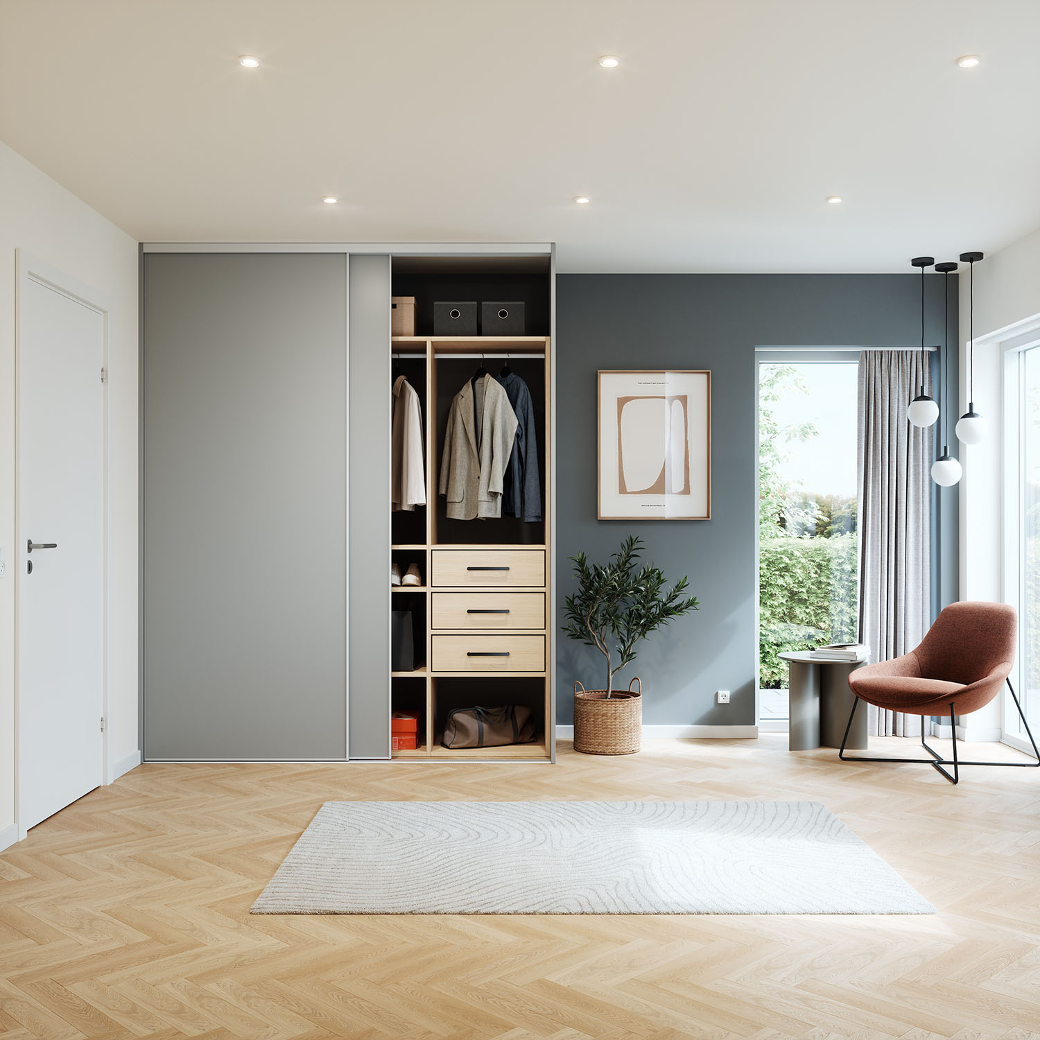 Garderobe med skydedør