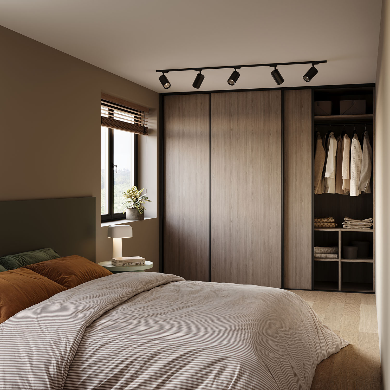 Garderobe med skydedør