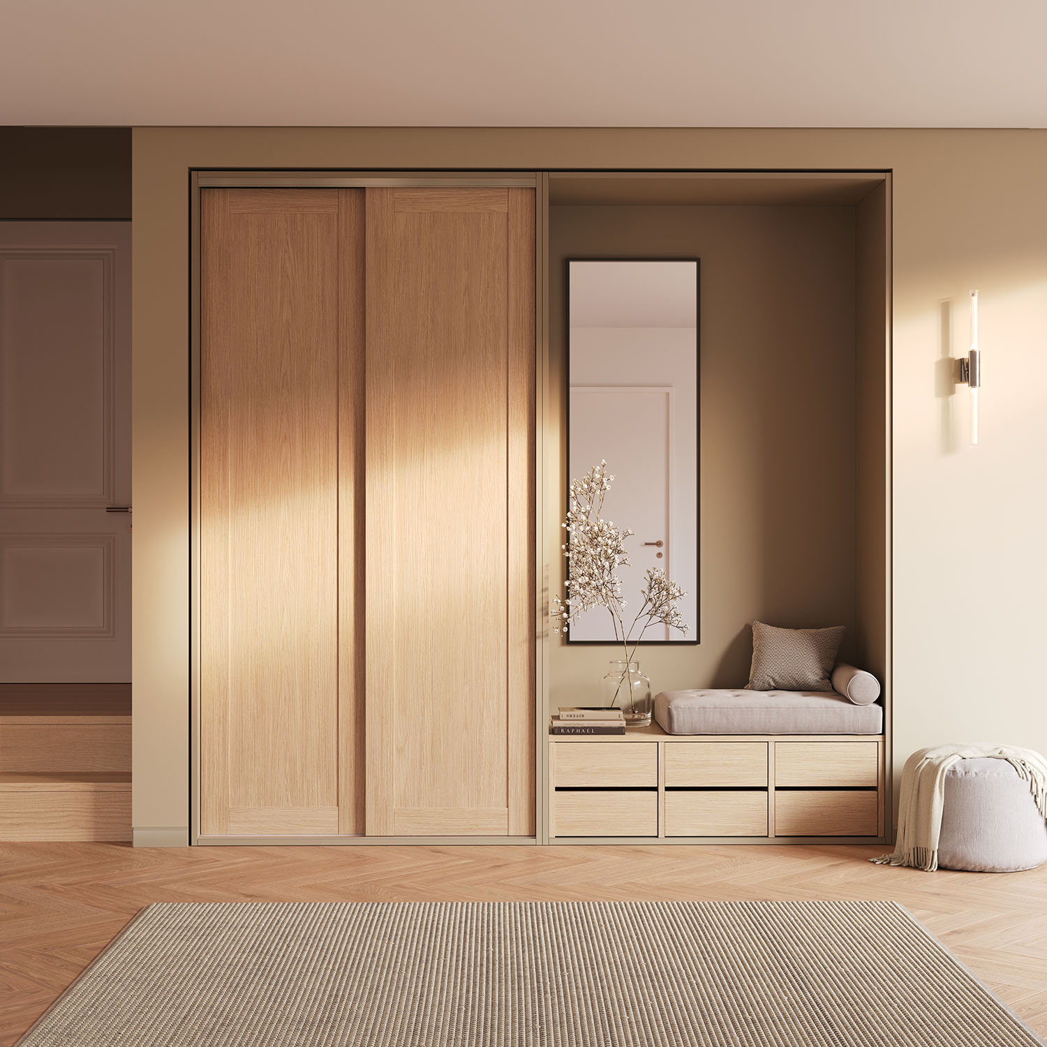 Garderobe med skydedør