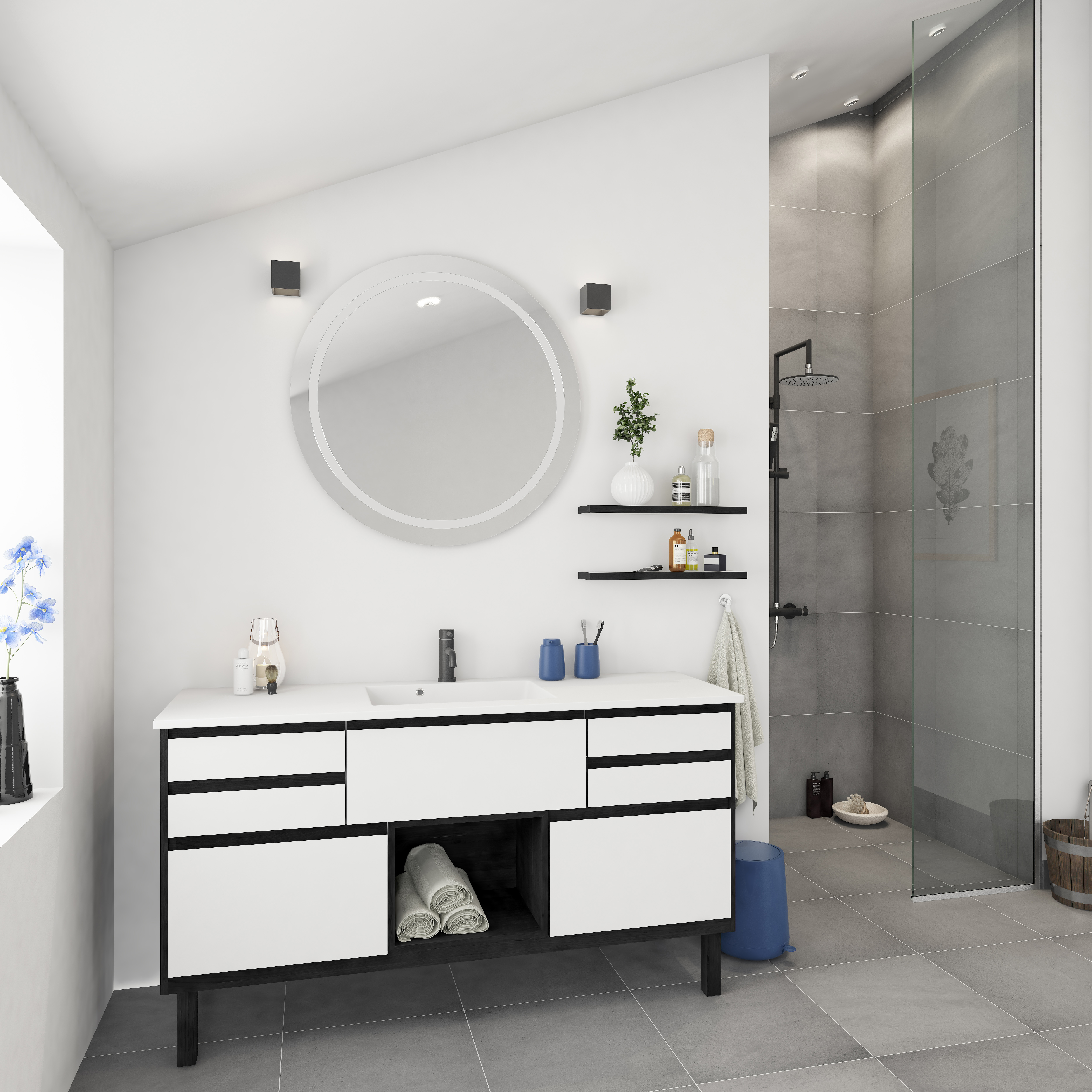 Modern by DESIGNA - Bricks - Hvid med sort kant 
