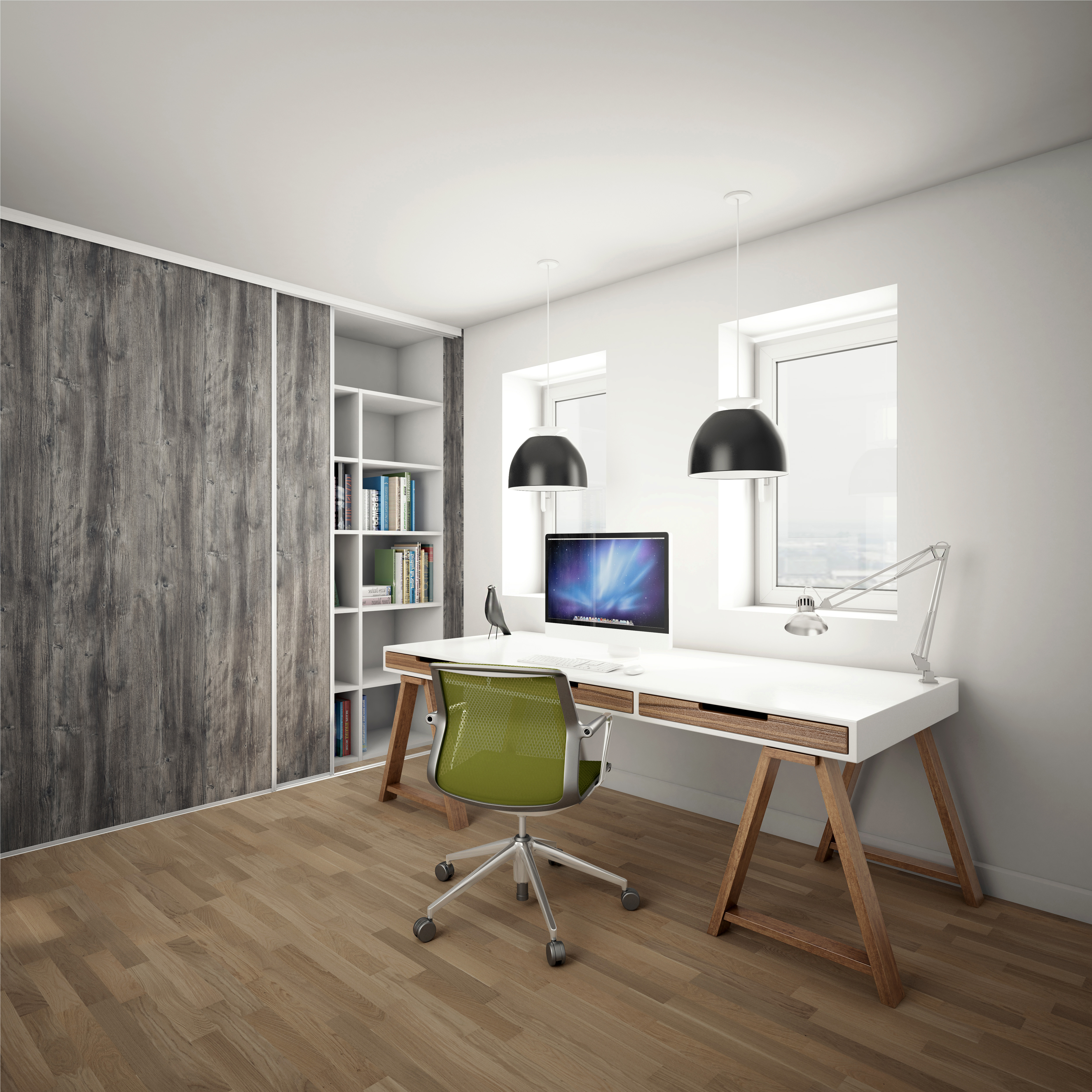 Skydedør eg kontor