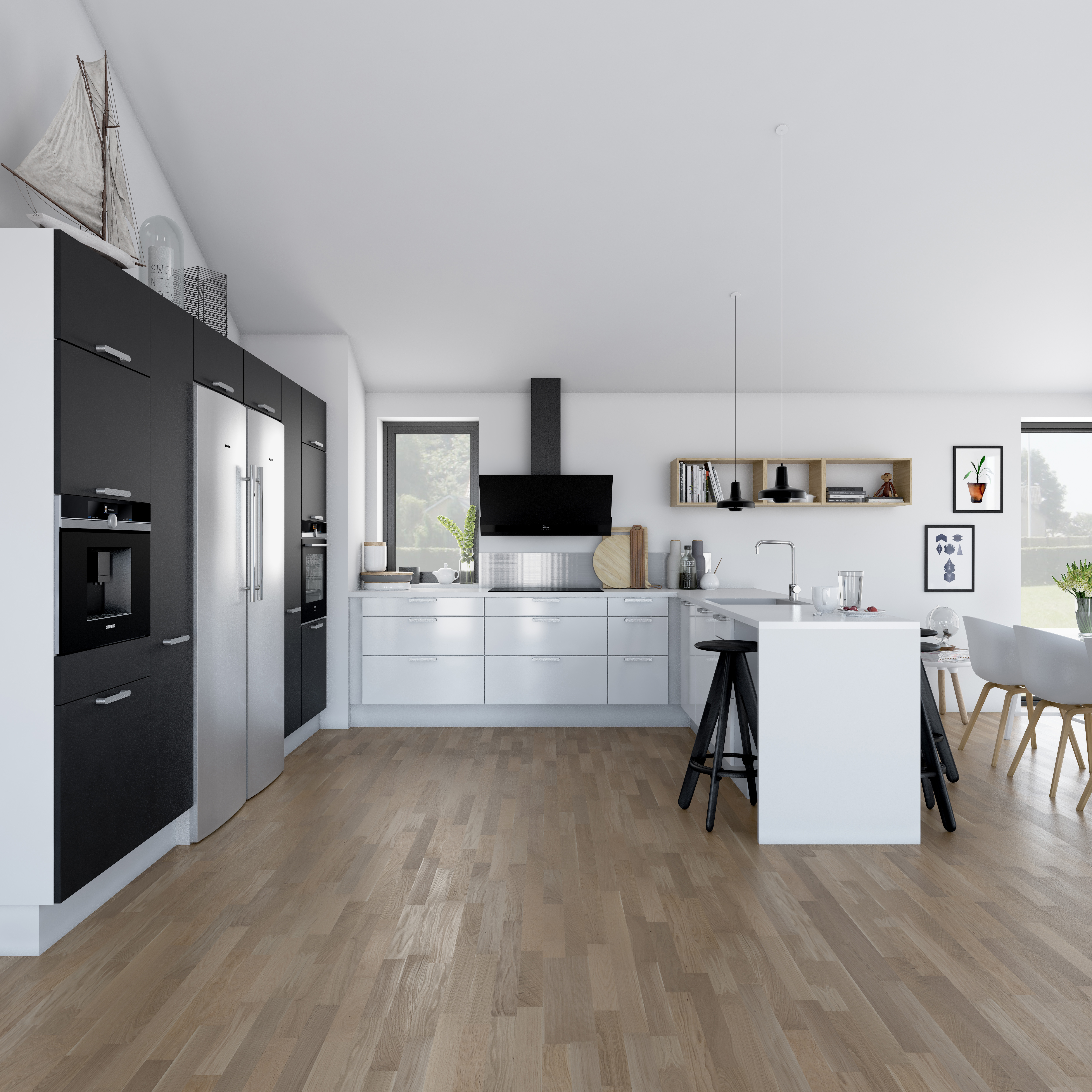 Modern by DESIGNA - Hvid højglans og ultra mat sort 