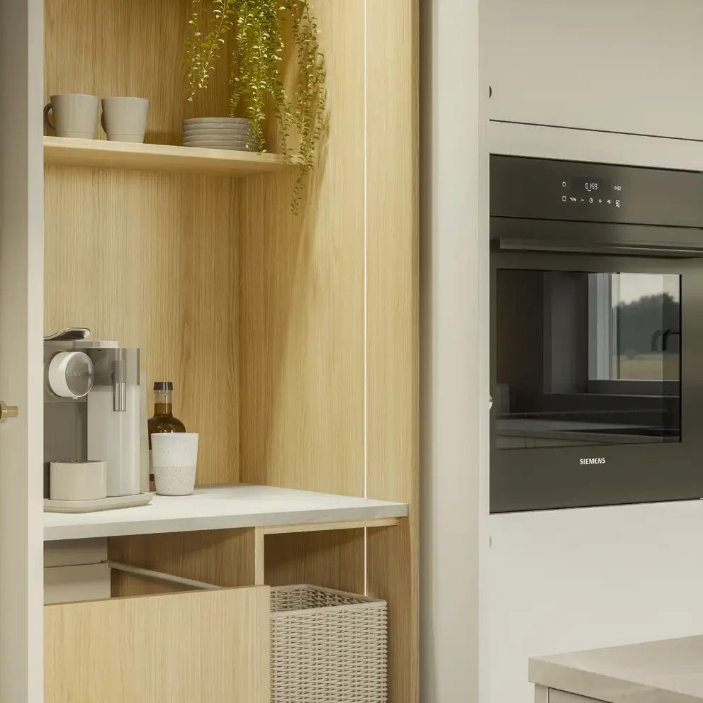 Color by Designa køkken i hvid med træstruktur eg