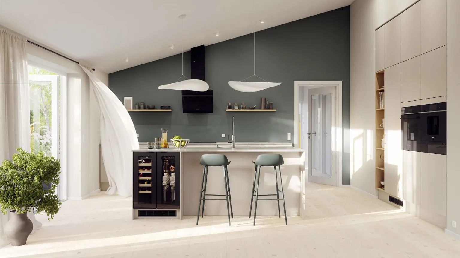 Modern by Designa køkken i beige laminat