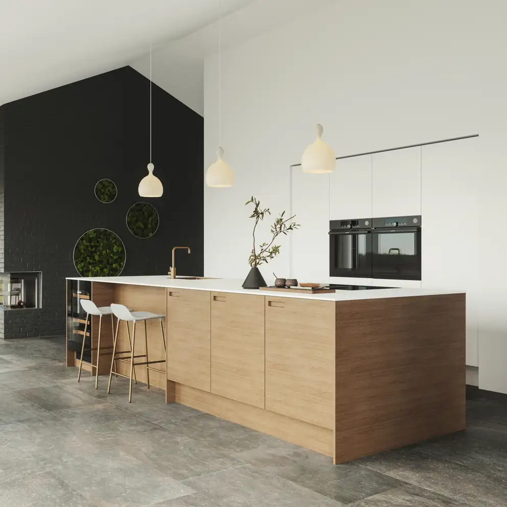 Nature by Designa køkken natur eg og Color by Designa hvid